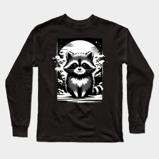 Kawaii Retro Raccoon Japan Funny Raccoon Long Sleeve T-Shirt